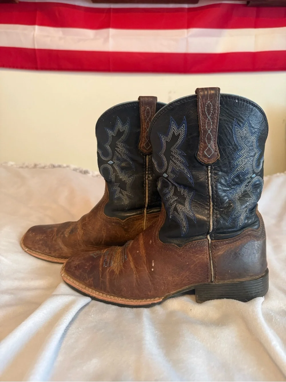 Ariat Brown and Blue Kids Western Cowboy Boots
